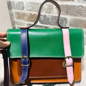 Multicolor Leather Satchel Bag crossbody bag made in Italy